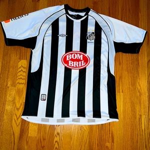 Santos FC Black White Stripe Vintage Soccer Jersey XXL